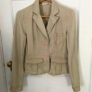 DKNY Khaki Canvas Jacket with Pockets and Buttons, Size S